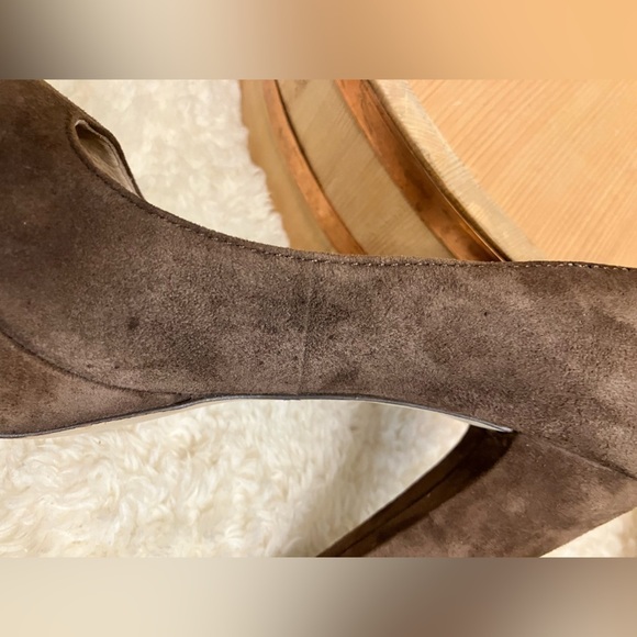 Michael Kors Brown Suede Platform Open Toe Heel Pump Size 6 - Picture 11 of 12